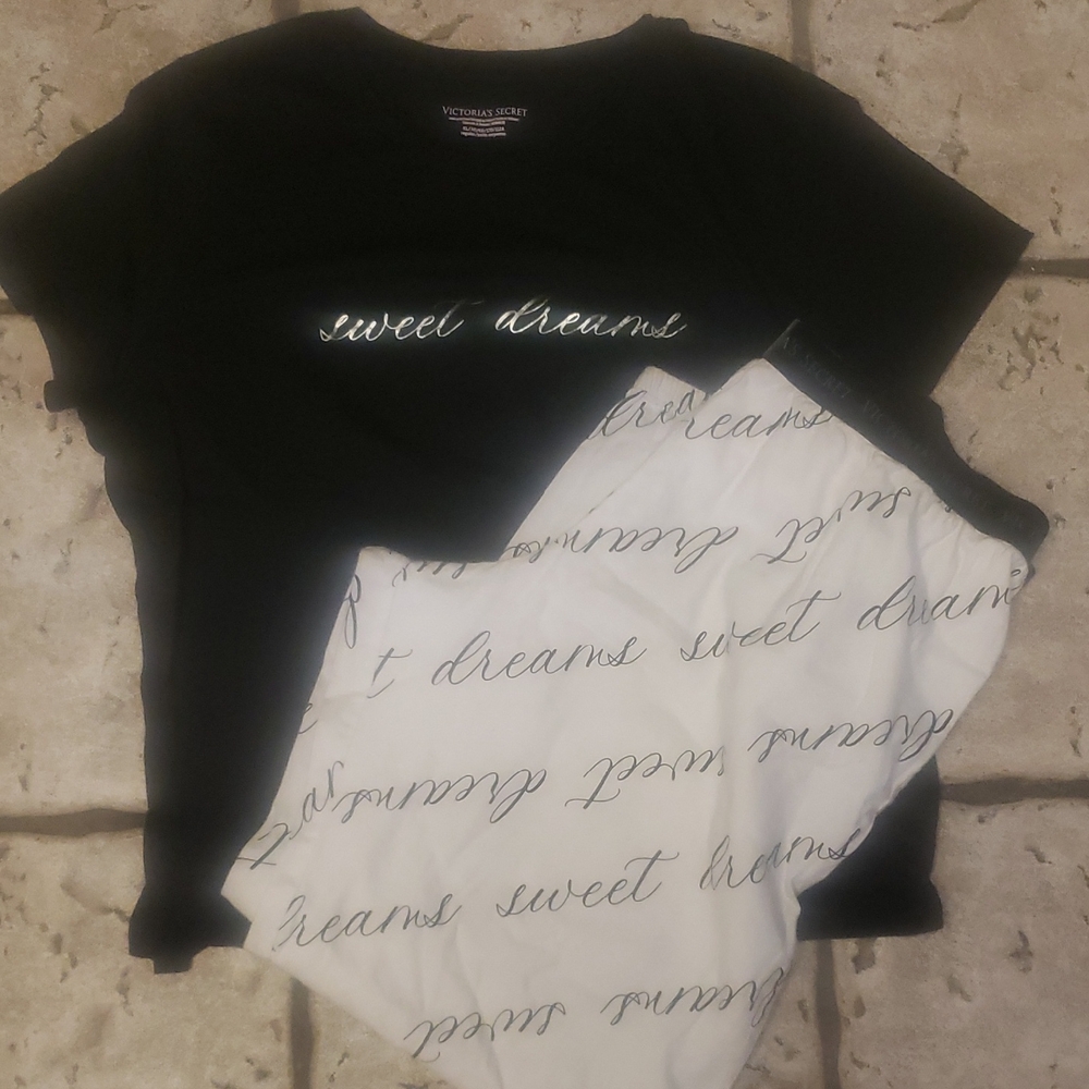 Victoria's Secret Black Top and White Pants pajamas, New never worn or washed.